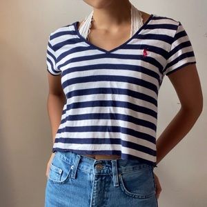 Polo Ralph Lauren V-neck Crop Top Tshirt